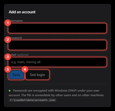 The Add an account box on the Accounts screen