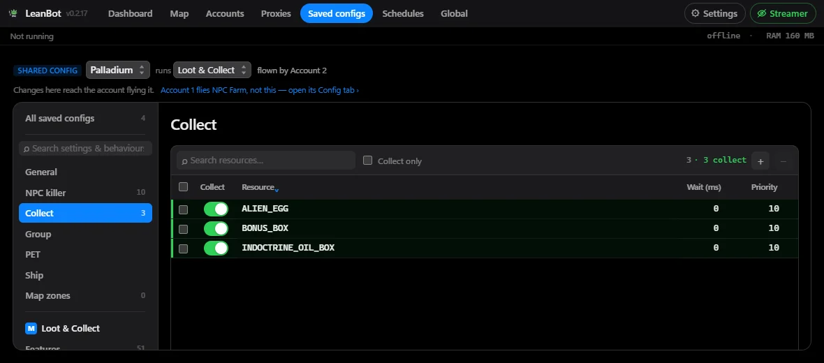 The Collect table