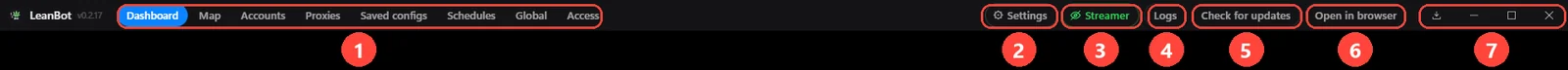 The top bar of the LeanBot window
